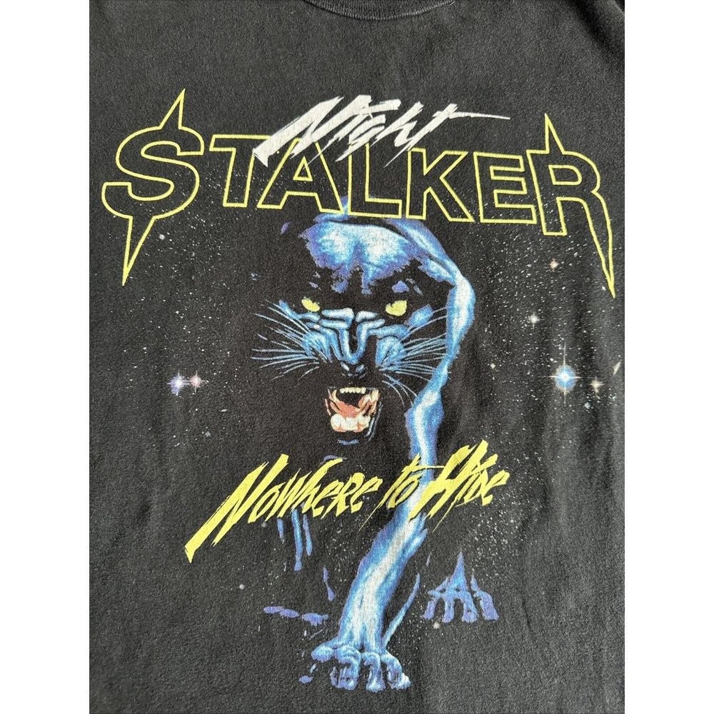 Night Stalker Nowhere To Hide shirt Mens Small Black Panther Standard Issue Vtg - Picture 3 of 6